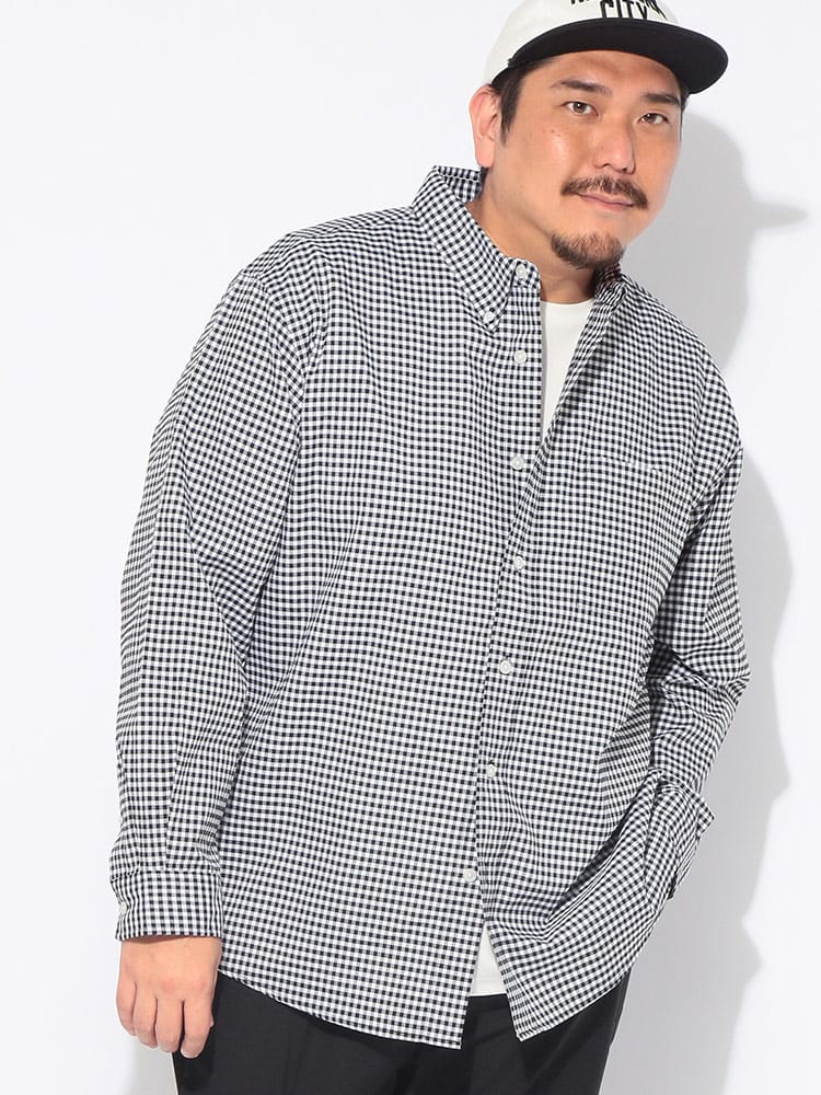 シャツ アンサンブル 長袖 メンズ 大きいサイズ チェック＆ストライプ ボタンダウン 長袖シャツ 半袖Tシャツ セット トップス レイヤード 重ね着 柄シャツ 春 夏