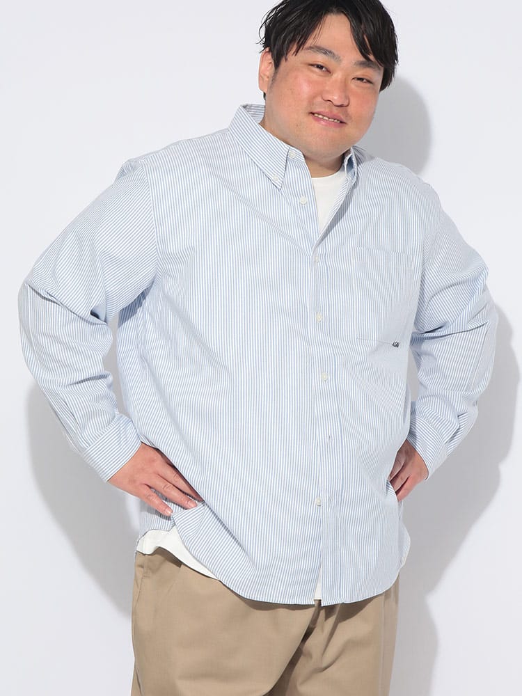 シャツ アンサンブル 長袖 メンズ 大きいサイズ チェック＆ストライプ ボタンダウン 長袖シャツ 半袖Tシャツ セット トップス レイヤード 重ね着 柄シャツ 春 夏