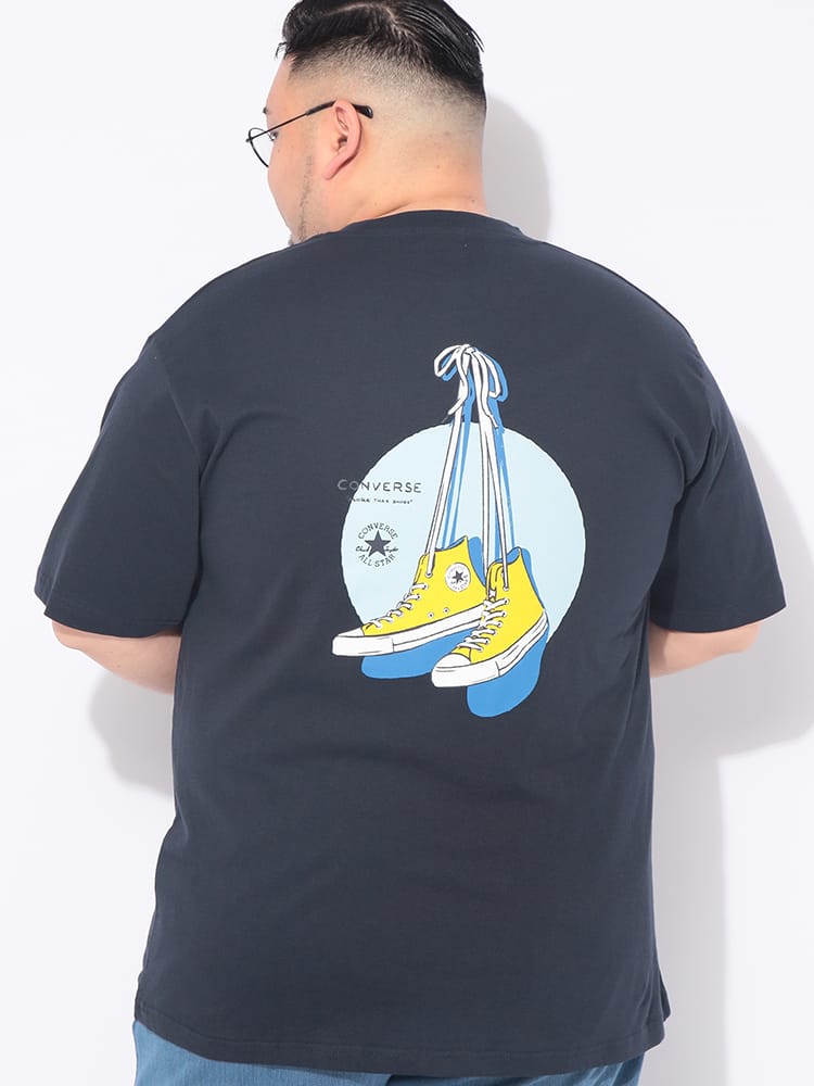 Tシャツ 半袖 メンズ 大きいサイズ バックシューズプリント クルーネック カットソー トップス コットン プリント 春 夏