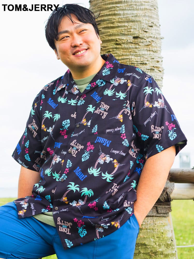 シャツ 半袖 メンズ 大きいサイズ  ポケット付き 総柄 オープンシャツ トップス カジュアルシャツ 柄シャツ キャラクター 開襟 春 夏