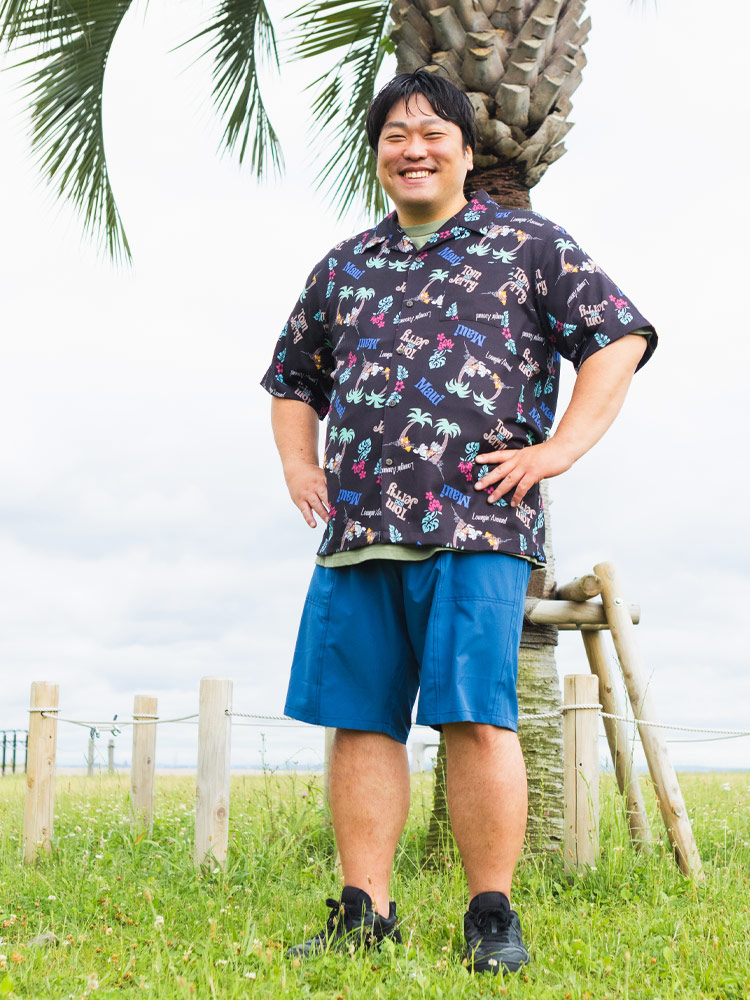 シャツ 半袖 メンズ 大きいサイズ ポケット付き 総柄 オープンシャツ