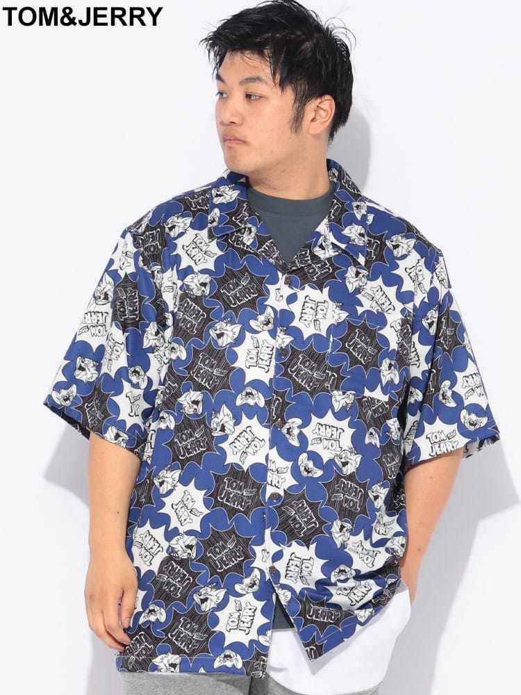 シャツ 半袖 メンズ 大きいサイズ  ポケット付き 総柄 オープンシャツ トップス カジュアルシャツ 柄シャツ キャラクター 開襟 春 夏