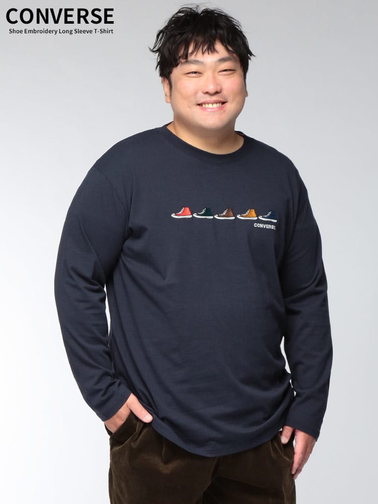 Tシャツ 長袖 メンズ 大きいサイズ アンクルパッチ / 5シューズ ロングスリーブ カットソー トップス ロンT クルー プリント 刺繍 春 秋 冬