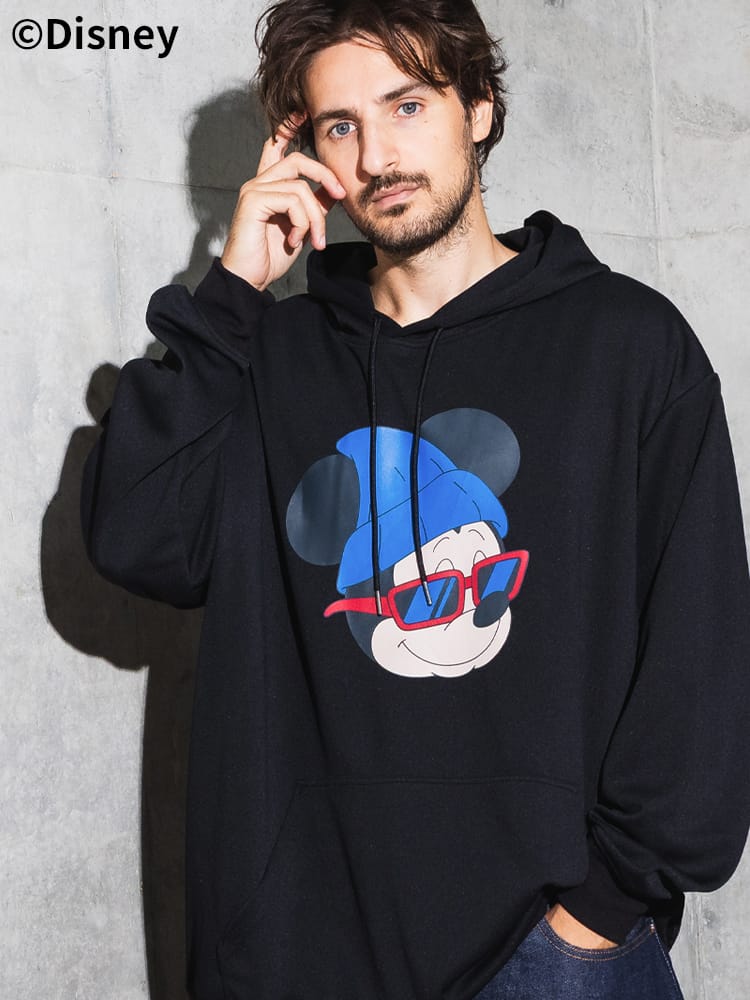 ディズニー ／ パーカー メンズ 大きいサイズ 長袖「ミッキーマウス」「ベイマックス」デザイン スウェット フーディー ポケット付き ／ DISNEY Mickey ／ サカゼン80周年記念 オリジナルデザイン