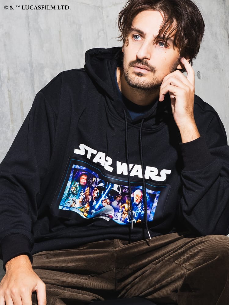 『STAR WARS／スター・ウォーズ』／パーカー メンズ 大きいサイズ 長袖 「ダース・ベイダー」デザインスウェット フーディー ポケット付き／ サカゼン80周年記念 オリジナルデザイン