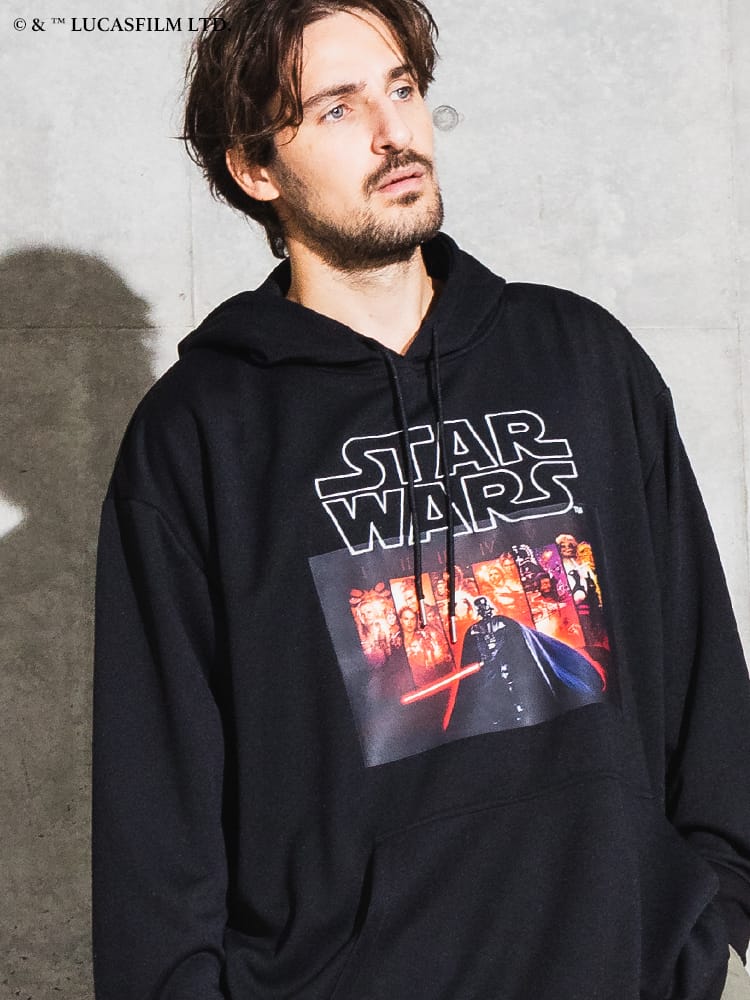 『STAR WARS／スター・ウォーズ』／パーカー メンズ 大きいサイズ 長袖 「ダース・ベイダー」デザインスウェット フーディー ポケット付き／ サカゼン80周年記念 オリジナルデザイン