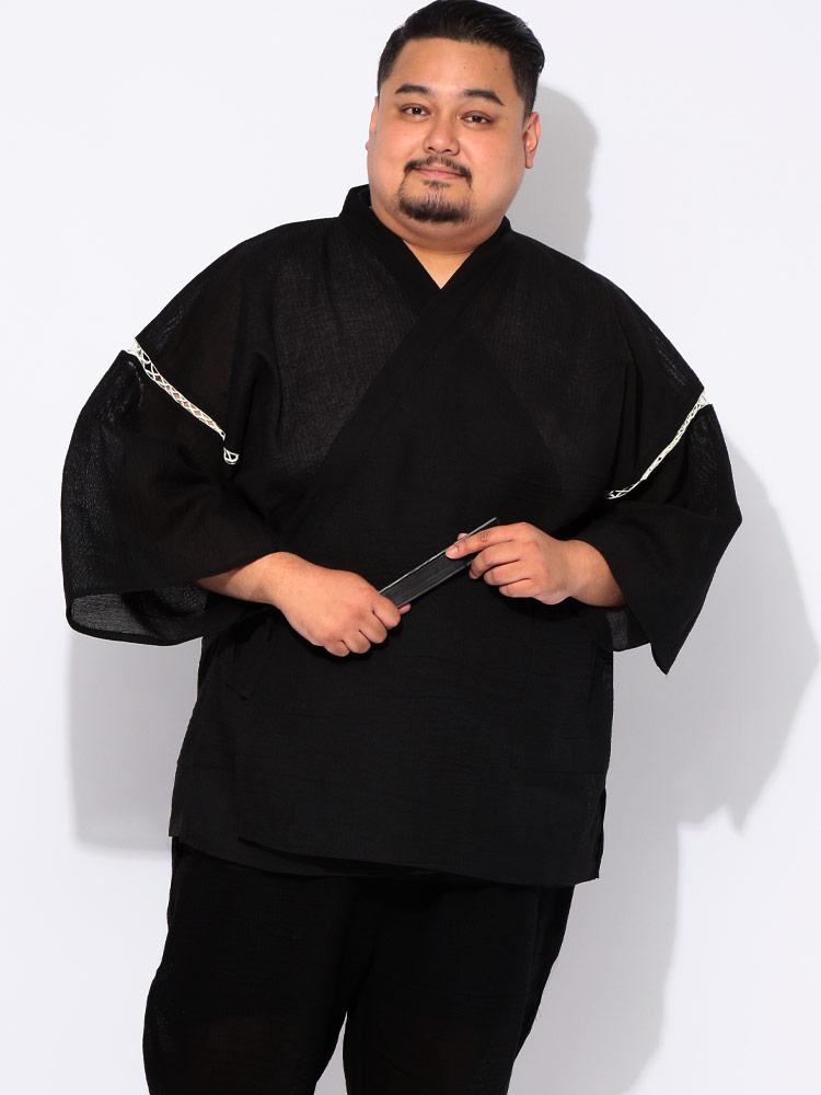 セットアップ 甚平 半袖 ショートパンツ メンズ 大きいサイズ しじら