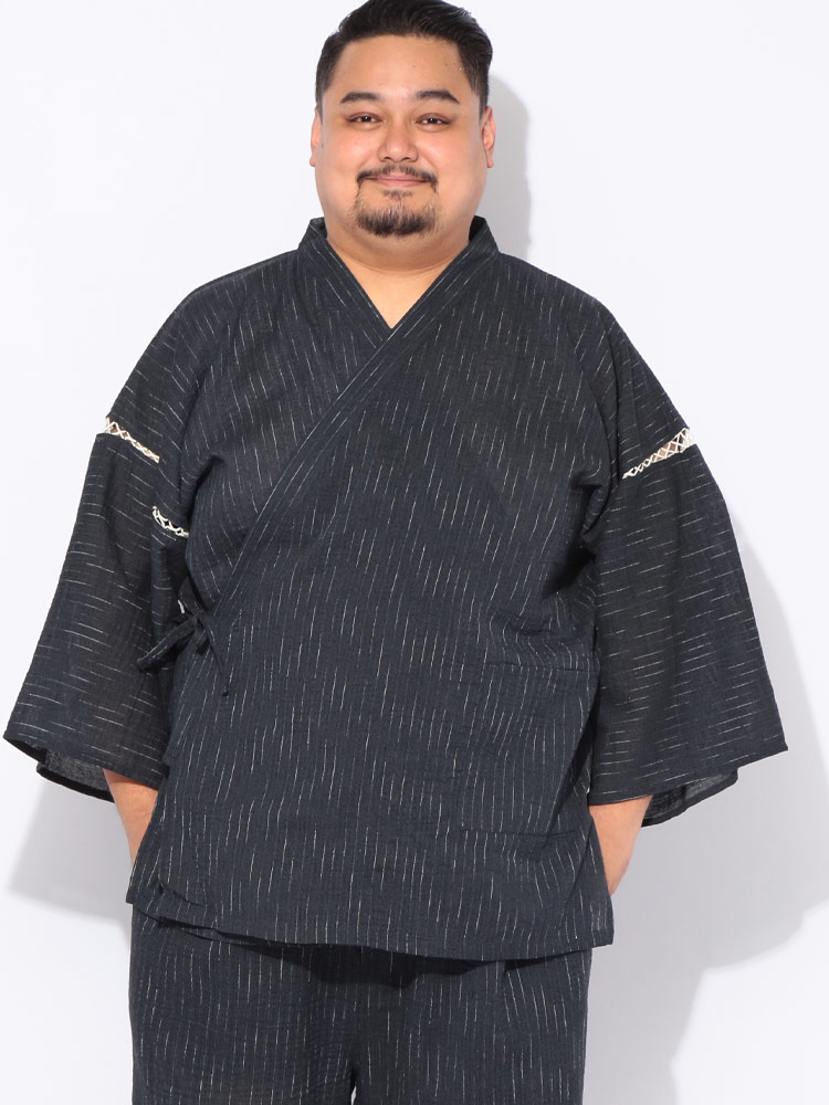 セットアップ 甚平 半袖 ショートパンツ メンズ 大きいサイズ しじら