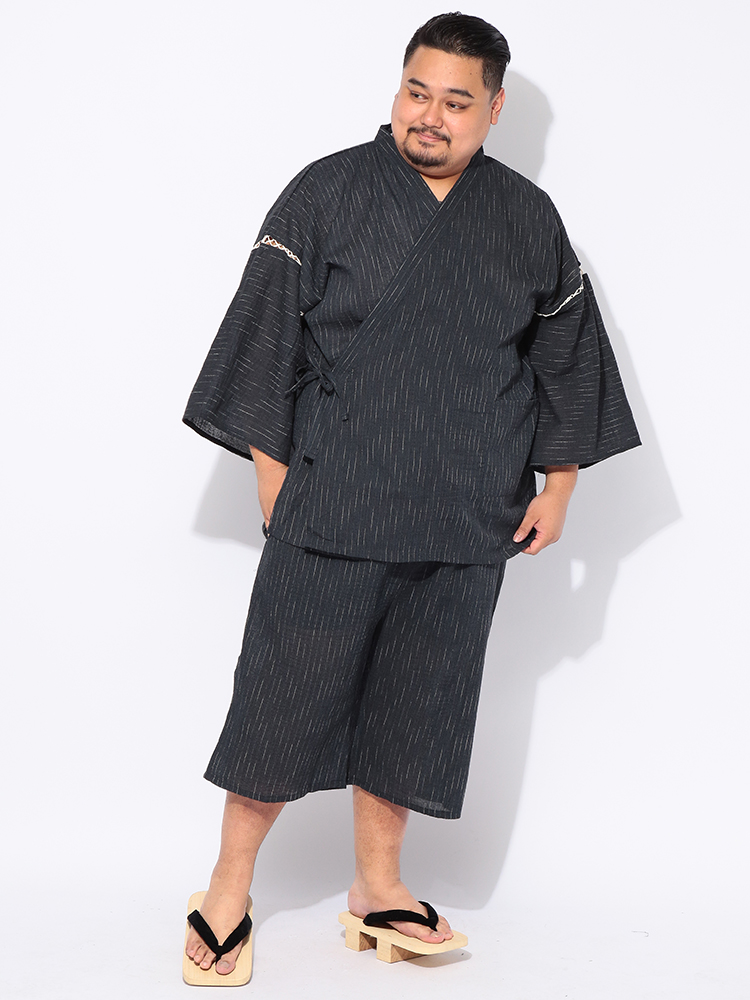 セットアップ 甚平 半袖 ショートパンツ メンズ 大きいサイズ しじら