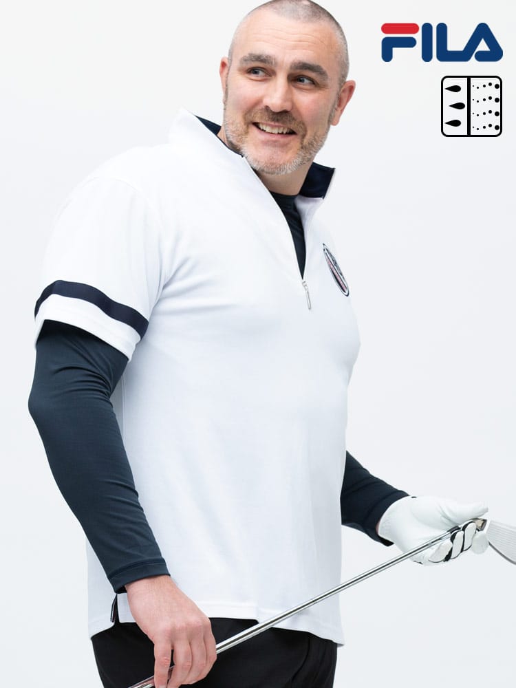 大きいサイズ メンズ FILA (フィラ) FILA GOLF 吸汗速乾 UVカット ハーフジップ 半袖シャツ 長袖インナー アンサンブル