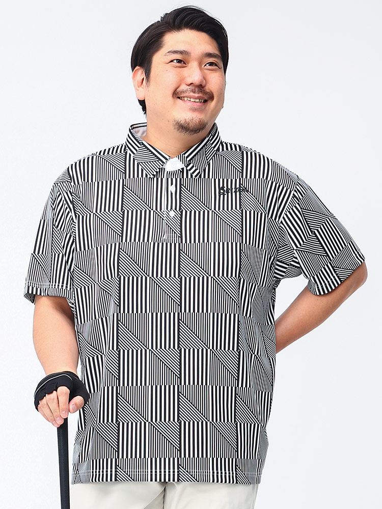 大きいサイズ メンズ SRIXON (スリクソン) 松山プロモデル 吸汗速乾 COOL 総柄 半袖 ポロシャツ