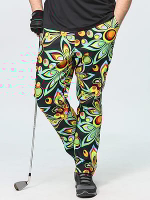 ゴルフパンツ ストレッチ ボタニカル柄 ロングパンツ ボトムス スポーツ 大きいサイズ メンズ