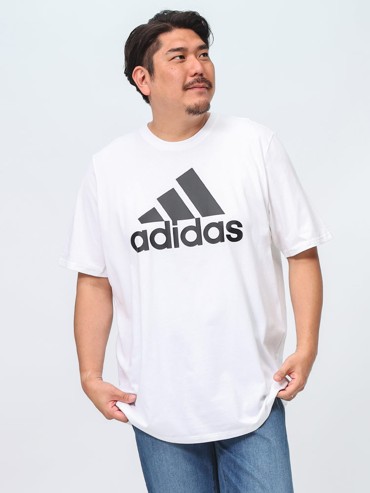 adidas (アディダス) BIGロゴ 背面刺繍 クルーネック 半袖 Tシャツ 