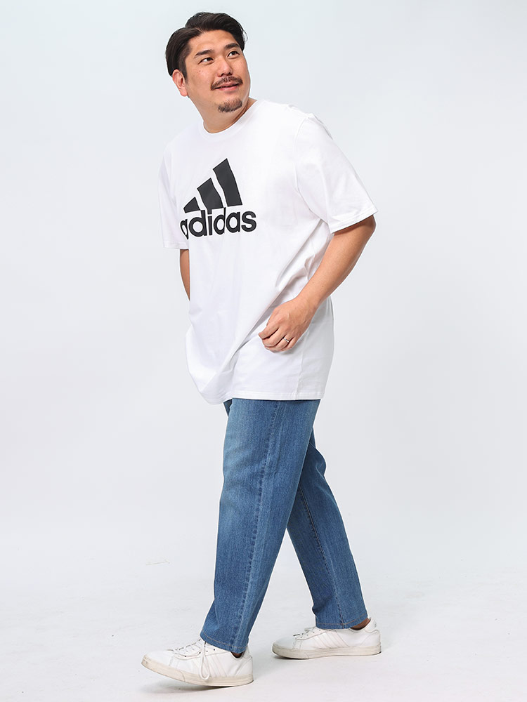 Adidas (アディダス) BIGロゴ 背面刺繍 クルーネック 半袖 Tシャツ トップス Tシャツ/カットソー 新品 ホワイト メンズ 綿100% 無地 4L シーン 一 スポーツ 元