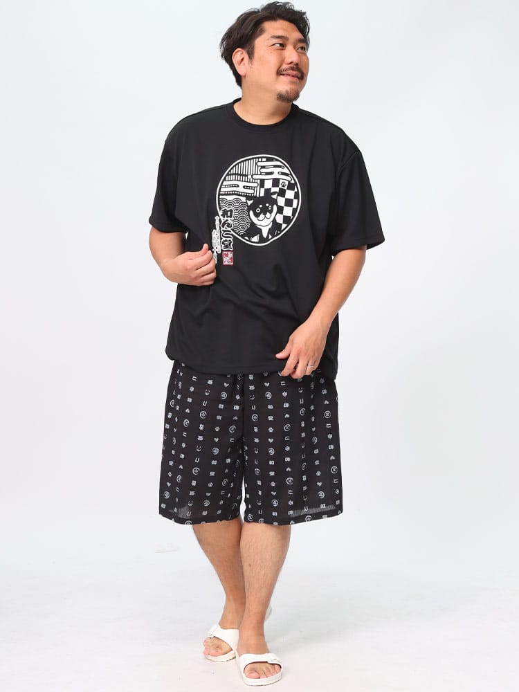 半袖 Tシャツ ハーフパンツ 上下セット 天竺 BIGプリント セットアップ上下セット 半ズボン 2点セット 大きいサイズ メンズ