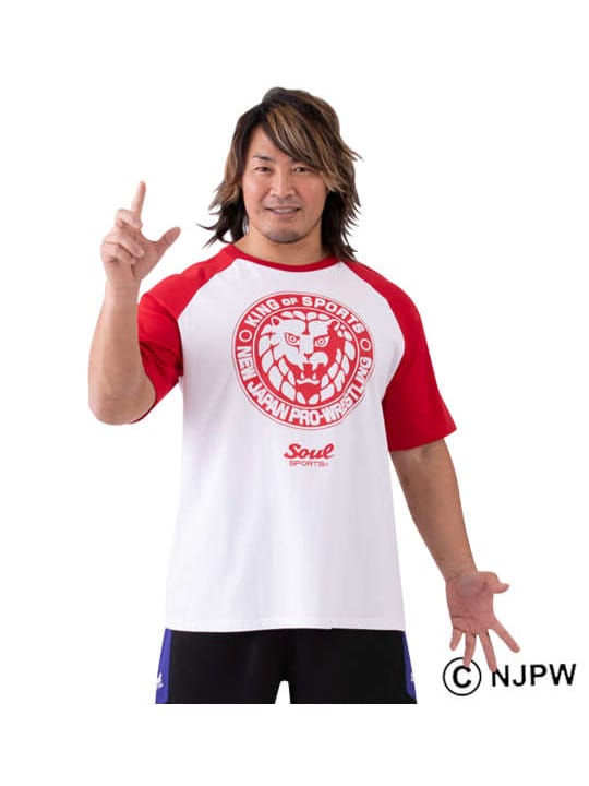 SOUL SPORTS×新日本プロレス ライオンマークラグラン半袖Tシャツ (1278-2615)