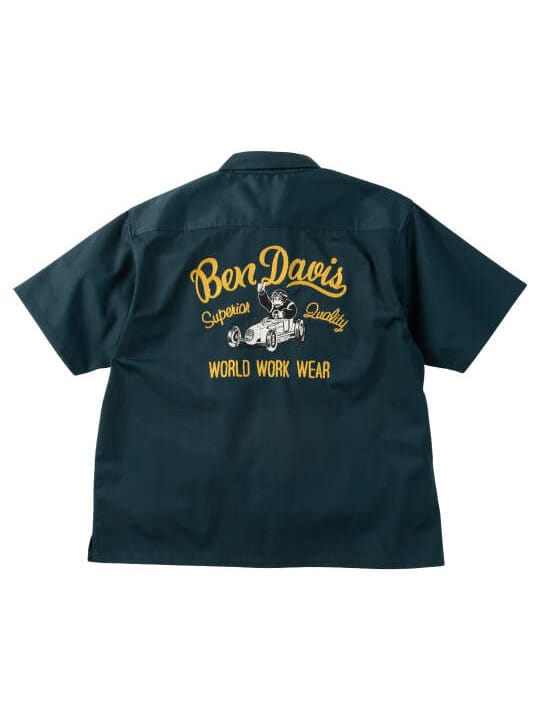 BEN DAVIS レーサーレトロ刺繍ワーク半袖シャツ (1277-6260) 3L 4L 5L 