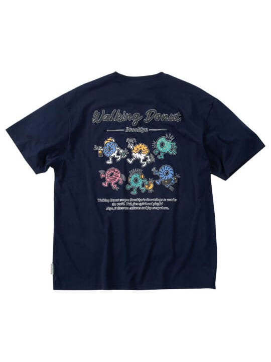 Walking Donut T/C天竺刺繍発泡プリント半袖Tシャツ (1268-6230)