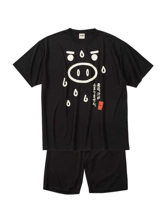 豊天 最近汗が止まりません美豚DRYハニカムメッシュ半袖Tシャツ+ハーフパンツ (1258-6261)