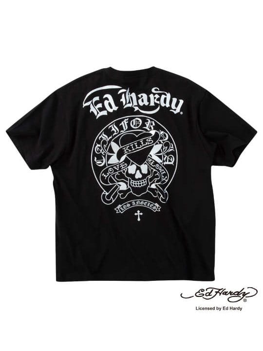 Ed Hardy 天竺プリントポケット付半袖Tシャツ (1278-5295)