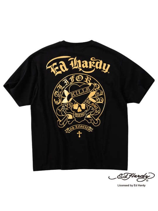 Ed Hardy 天竺プリントポケット付半袖Tシャツ (1278-5295)