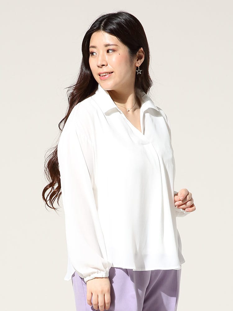 theo dore (セオドール) スキッパー 無地 長袖 ブラウス