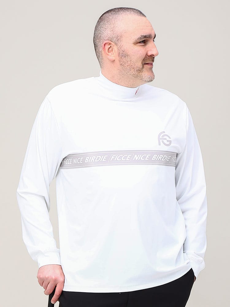 大きいサイズ メンズ FICCE (フィッチェ) ゴルフ ストレッチ モックネック 長袖 Tシャツ