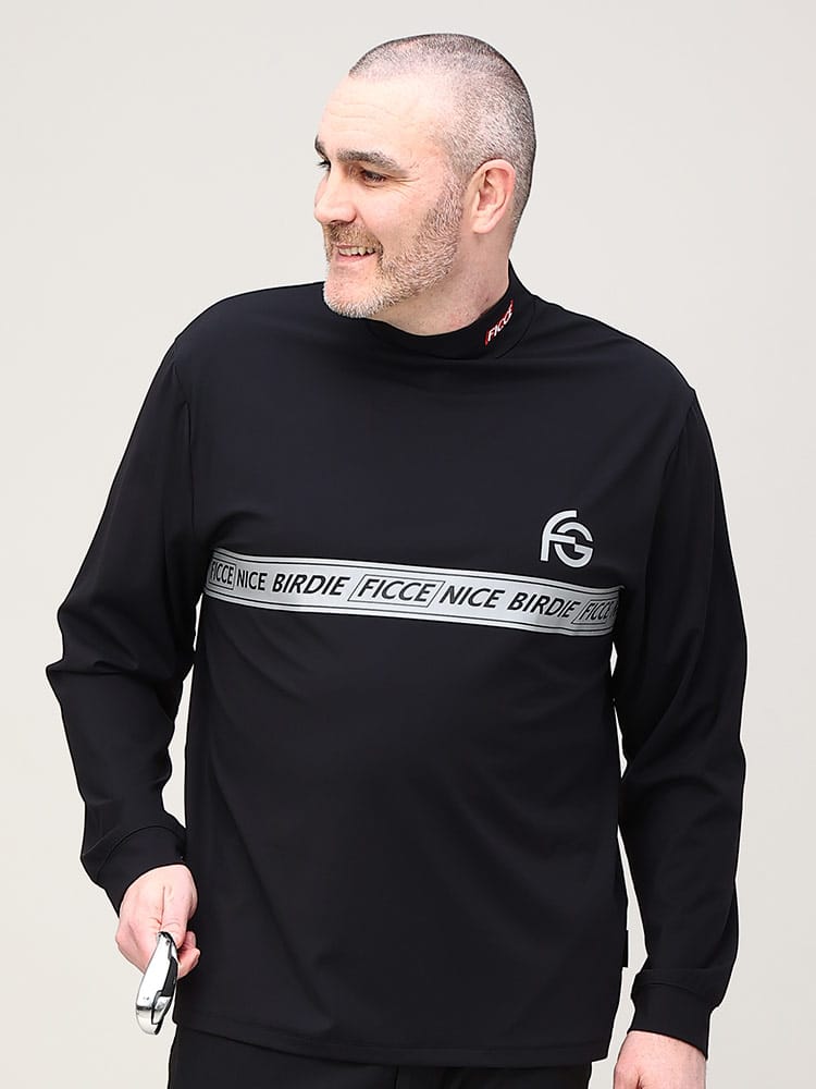 大きいサイズ メンズ FICCE (フィッチェ) ゴルフ ストレッチ モックネック 長袖 Tシャツ
