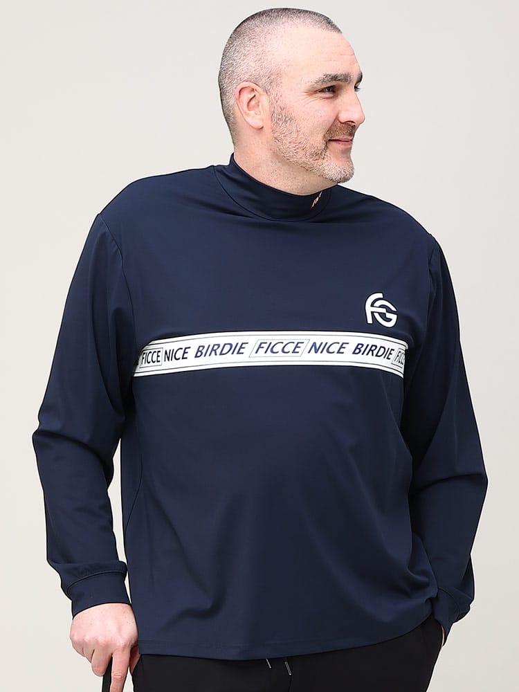 大きいサイズ メンズ FICCE (フィッチェ) ゴルフ ストレッチ モックネック 長袖 Tシャツ
