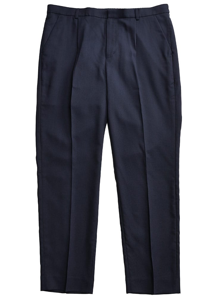 無地 ウエストゴム ワンタック スラックス