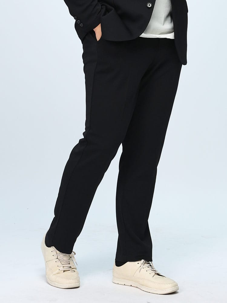 在庫処分 返品交換不可 大きいサイズ メンズ 春夏 秋冬 4WAYストレッチ 無地 ノータック ロングパンツ スラックス 裾上げ済み ビジネス ビジカジ ゴルフパンツ アクティブスーツ 3L 4L 5L 6L 7L 8L 9L