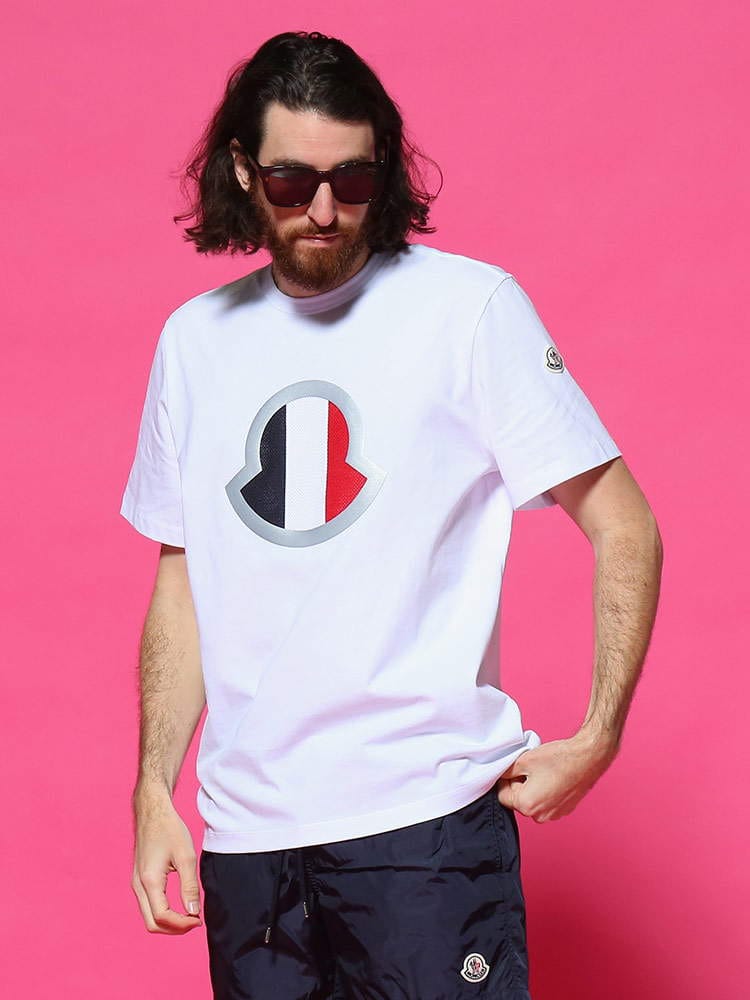 MONCLER (モンクレール) トリコロールマーク クルーネック 半袖 Tシャツ MC8C7B4408390T