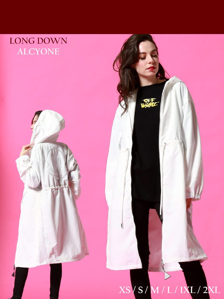 MONCLER (モンクレール) ロゴ フード ロング コート ALCYONE MCLALCYONE1 レディース ロゴ ナイロン アウター