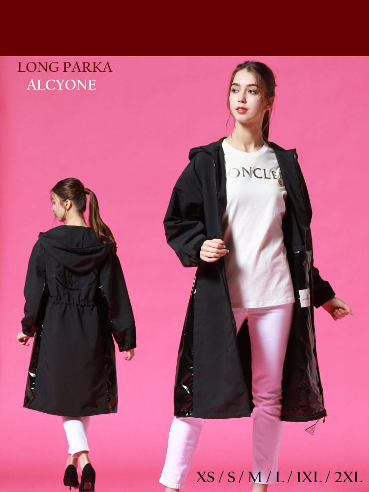 MONCLER (モンクレール) ロゴ フード ロング コート ALCYONE MCLALCYONE1 レディース ロゴ ナイロン アウター  ナイロンジャケット