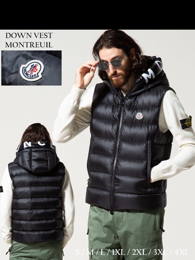 MONCLER (モンクレール) フードロゴ フルジップ ダウンベスト Montreuil MCMONTREUIL1