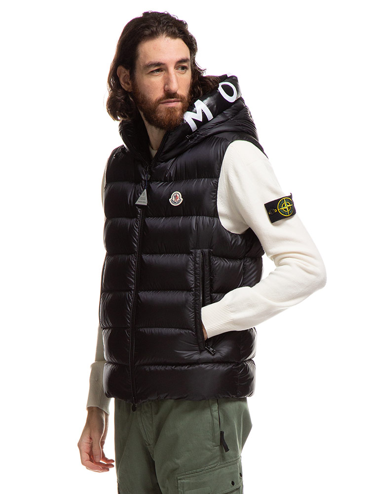 MONCLER (モンクレール) フードロゴ フルジップ ダウンベスト ...