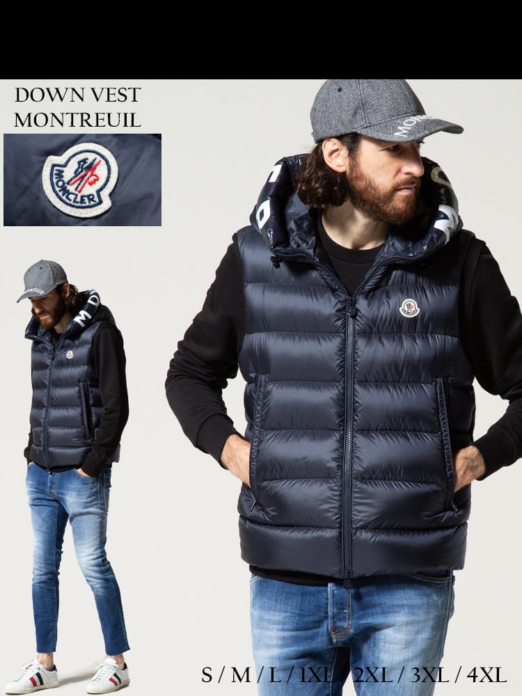 MONCLER (モンクレール) フードロゴ フルジップ ダウンベスト Montreuil MCMONTREUIL1