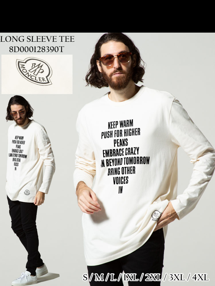 MONCLER (モンクレール) メッセージプリント クルーネック 長袖 Tシャツ MC8D000128390T