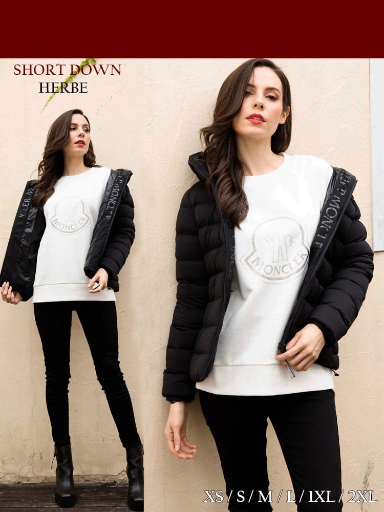 MONCLER (モンクレール) フード ロゴ フルジップ ショート ダウンジャケット HERBE MCLHERBE1