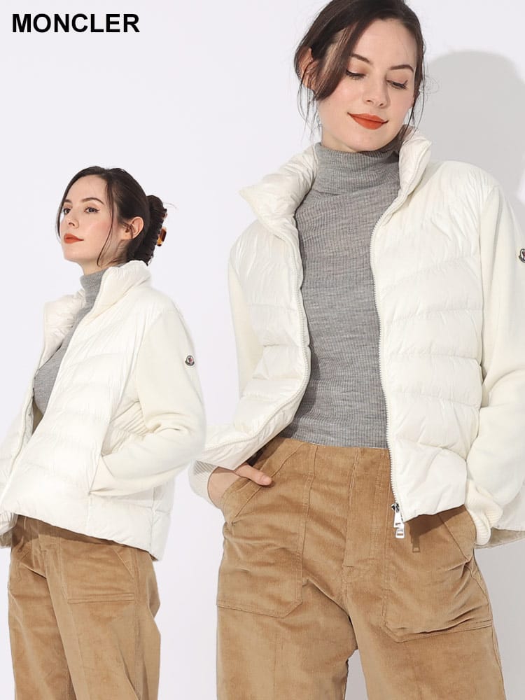 MONCLER (モンクレール) 異素材切り替え ナイロン 長袖 ニット 