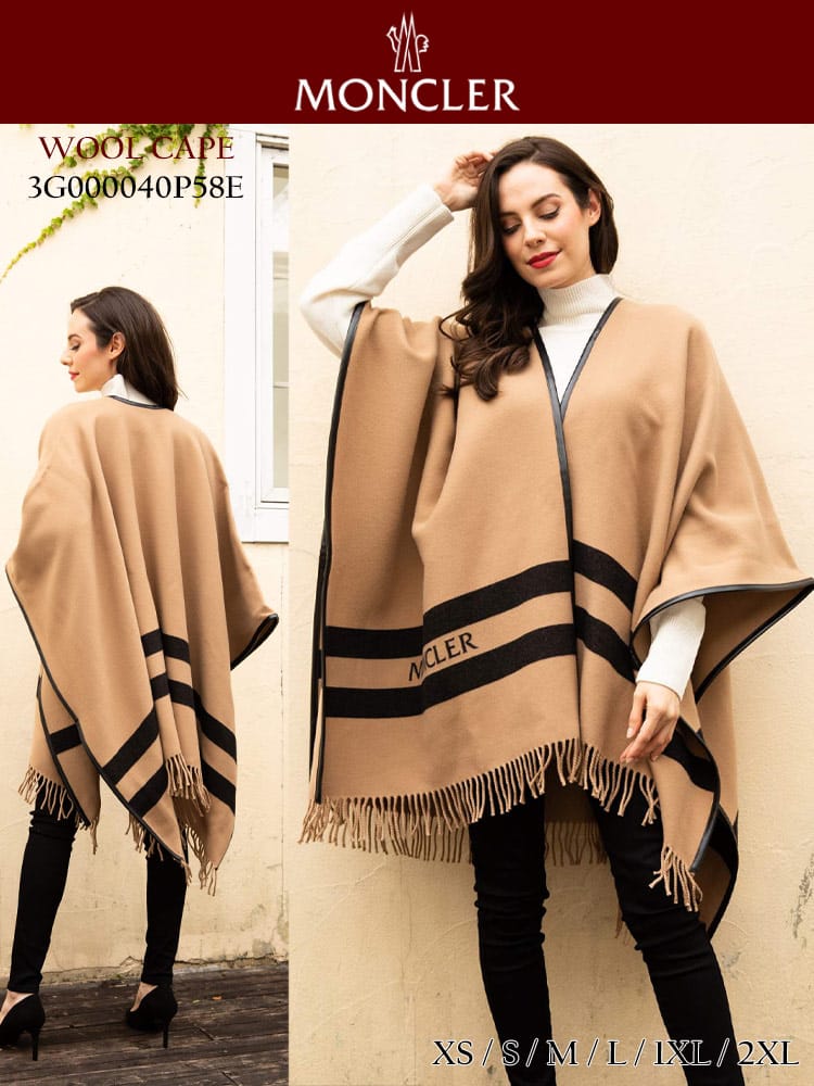 MONCLER (モンクレール) ウール100％ ライン ポンチョ MCL3G000040P58E