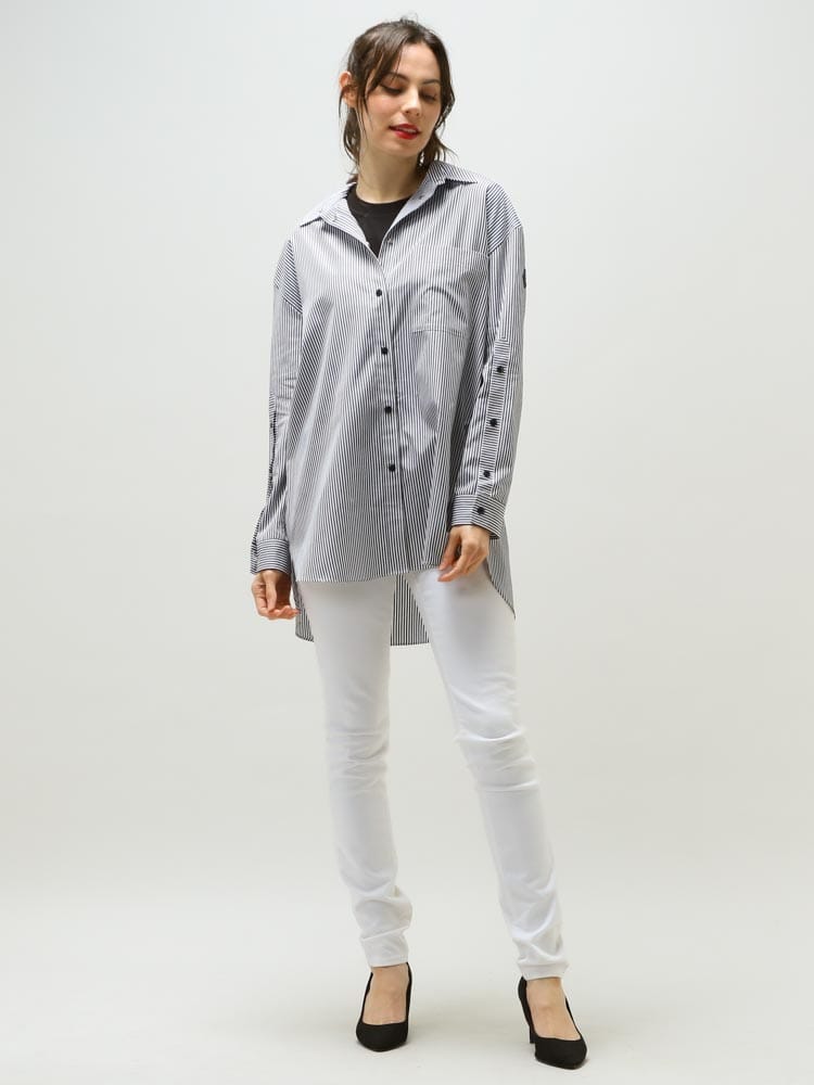 MONCLER モンクレール レディースストライプ シャツ 長袖 ロング 丈 
