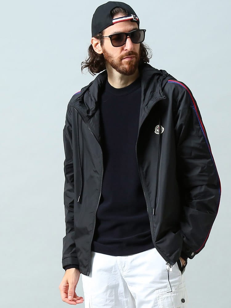MONCLER モンクレール メンズ ナイロン アウター ジャケット トリコロールテープ 薄手 アウター 撥水 ブランド Hattab MCHATTAB2 ナイロンジャケット