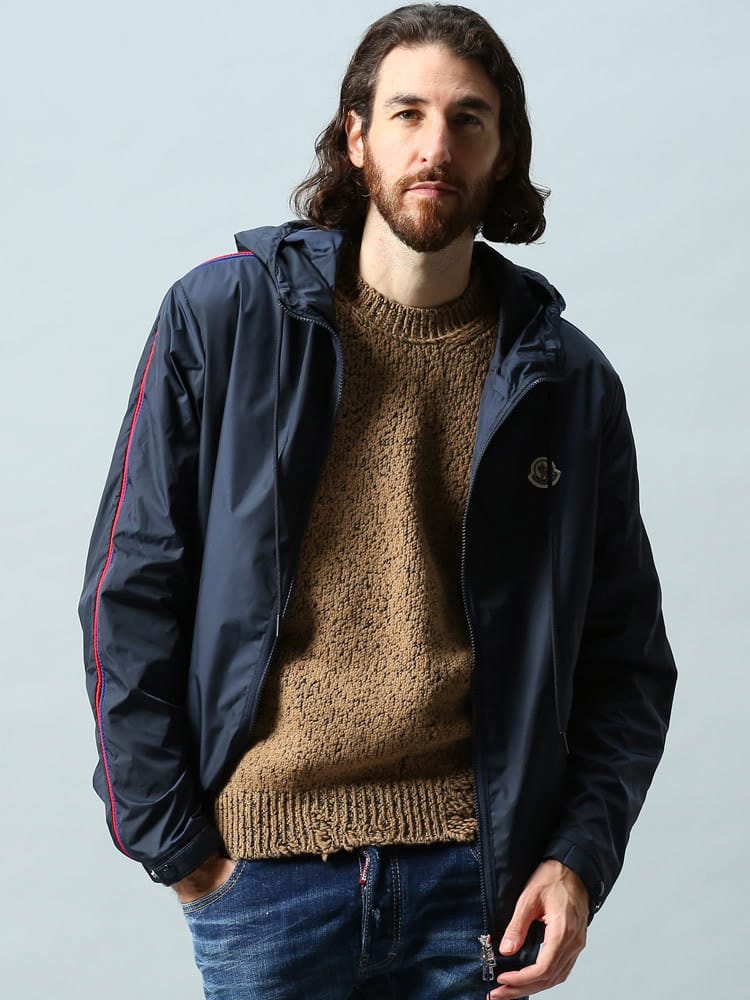 MONCLER モンクレール メンズ ナイロン アウター ジャケット トリコロールテープ 薄手 アウター 撥水 ブランド Hattab MCHATTAB2 ナイロンジャケット