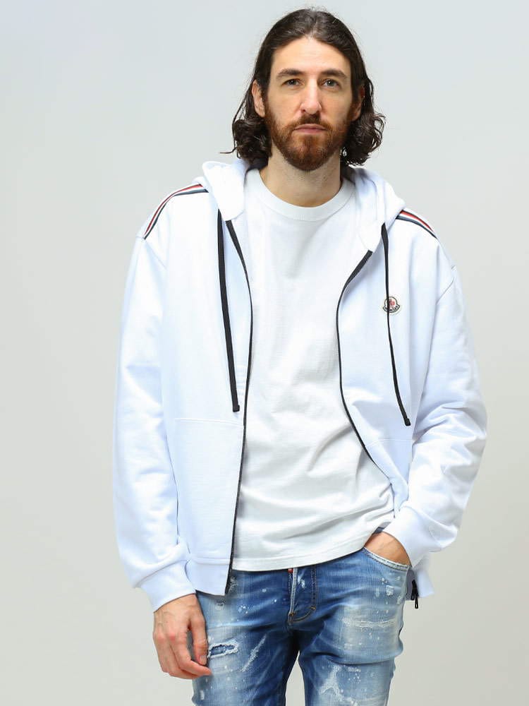 MONCLER モンクレール メンズ パーカー ブランド バック デザイン ロゴ 刺繍 ライン フルジップ パーカー 大きいサイズ MC8G00047809LA