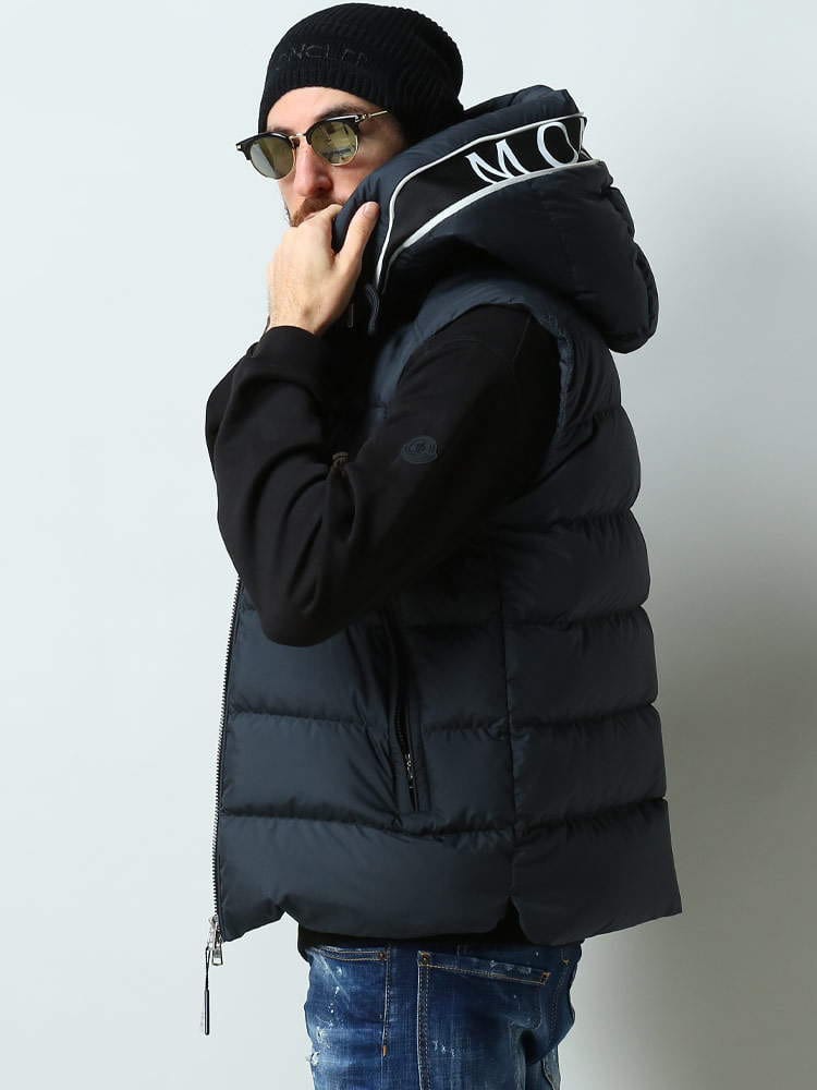モンクレール メンズ ベスト MONCLER  ブランド ダウンベスト アウター ジレ ダウン フード ロゴ ワッペン フルジップ Cardamine フード MCCARDAMINE2