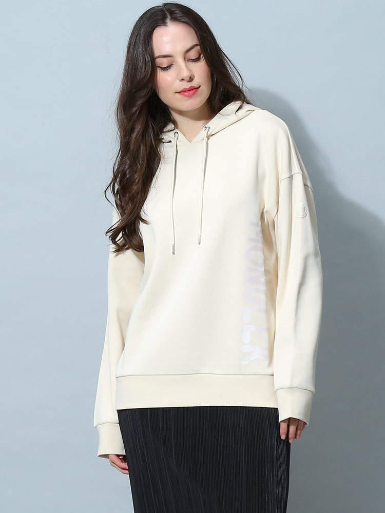 モンクレール レディース パーカー MONCLER ブランド トップス 長袖 スウェット スウェットシャツ プルオーバー ロゴ プリント H20938G00014809KF ルーズフィット オーバーサイズ ベージュ MCL8G00014809KF