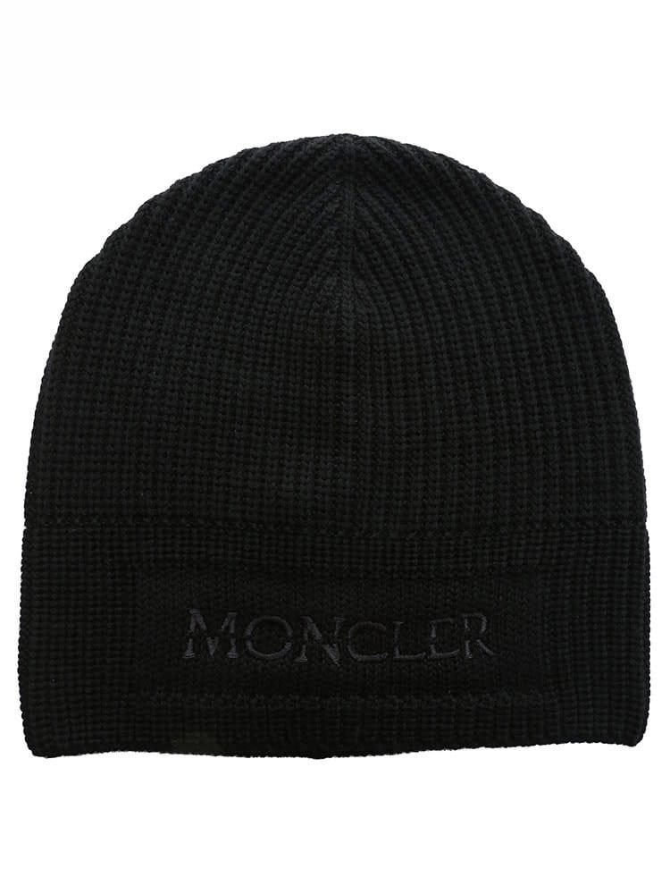 モンクレール メンズ 帽子 MONCLER ブランド ニット帽 ビーニーキャップ キャップ ロゴ 刺繍 H20913B00003M1131999 ウール 羊毛 黒 クロ ユニセックス MC3B00003M1131
