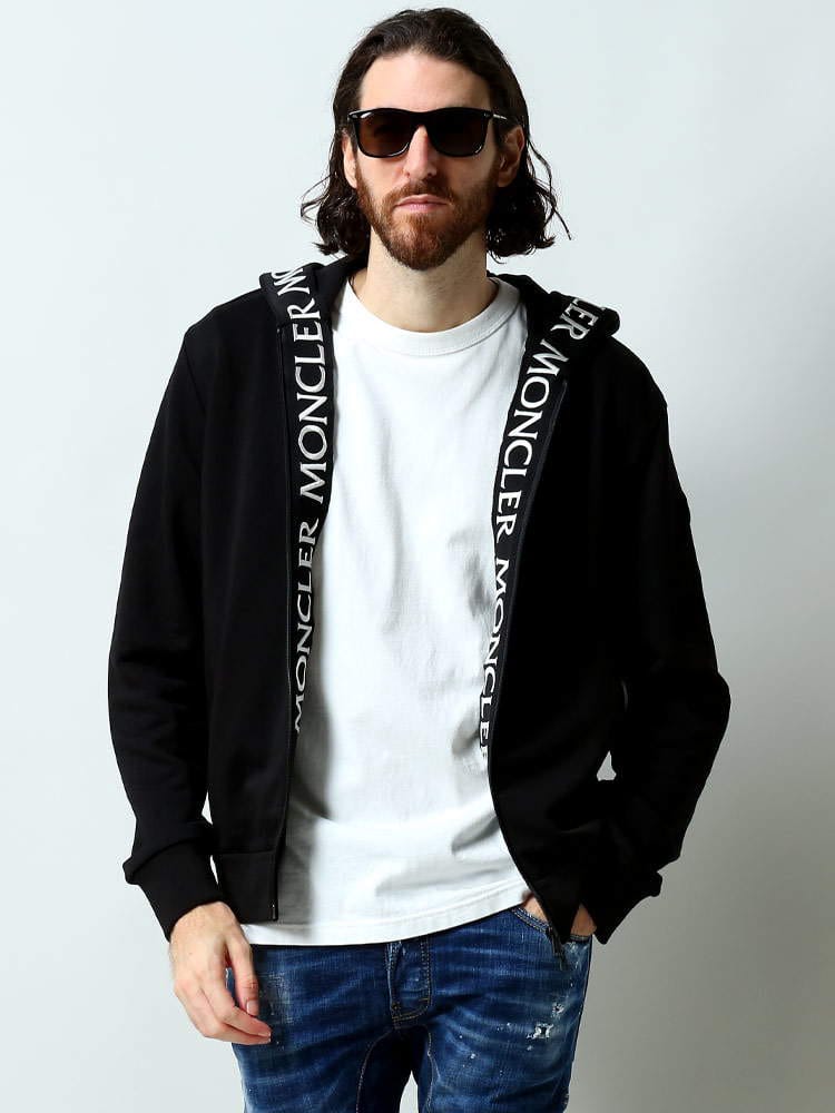 モンクレール メンズ パーカー MONCLER ブランド トップス 長袖 スウェット フード裏 ロゴ 刺繍 シリコン ワッペン フルジップ H20918G00035V8183999 コットン 綿100% 大きいサイズ MC8G00035V8183