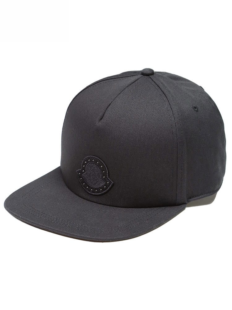モンクレール メンズ 帽子 MONCLER ブランド キャップ ベースボールキャップ コットン ロゴ ワッペン スタッド スタッズ B000050U082 コットン 調節可能 黒 クロ ユニセックス MC3B000050U082